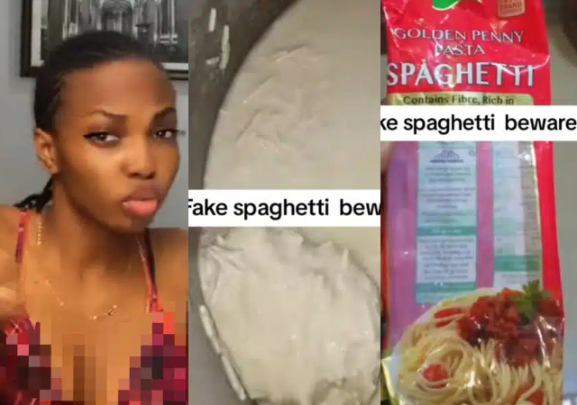 “God, help us” – Nigerian lady cries out on social media as she reportedly purchased fake spaghetti