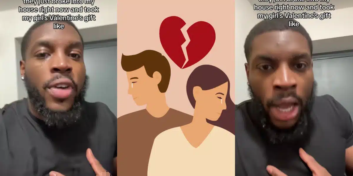 “Guys, update don drop” – Nigerian man sheds tears as thieves break into apartment, steal girlfriend’s Valentine’s gift