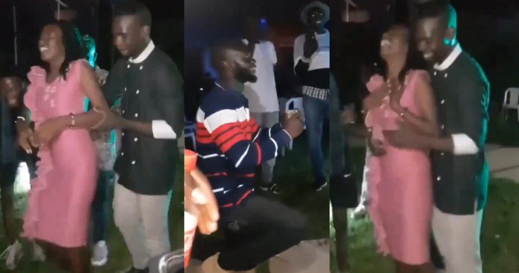 Na Man Dey Do Man” –Lady gets proposed to by long time boyfriend as male bestie comforts her (WATCH)