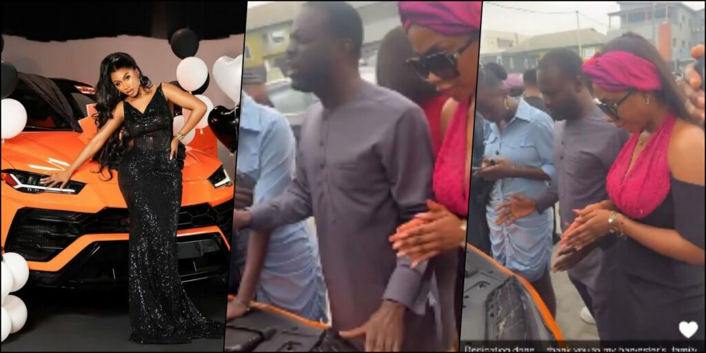 Mercy Eke dedicates her Lamborghini in church (Watch)