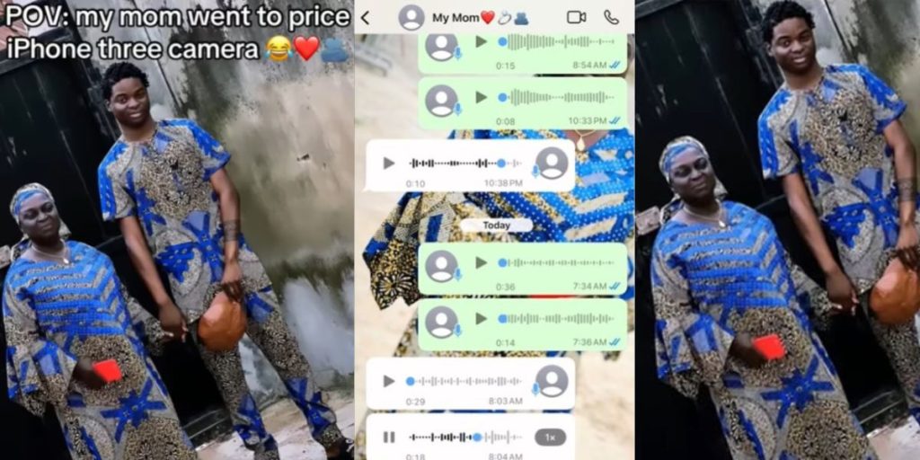 “Danielli, omo ale” – Man shares his mother reaction after she found out the iPhone he said was N20k actually costs N500k (Listen)